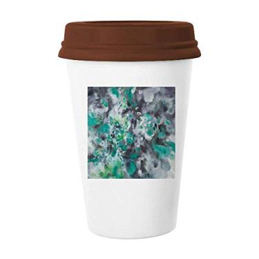 Imagem de Caneca de vidro de cerâmica com pintura a óleo verde caneca de flor de natureza morta copo de cerâmica