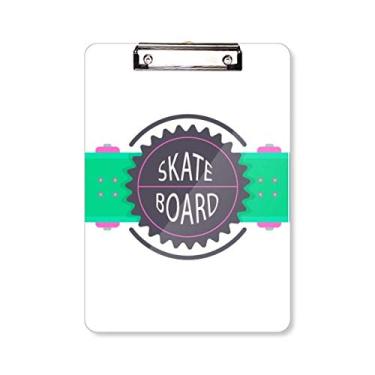Imagem de Skate esportivo com Mottos desenho aquarela prancheta pasta, bloco de escrita A4