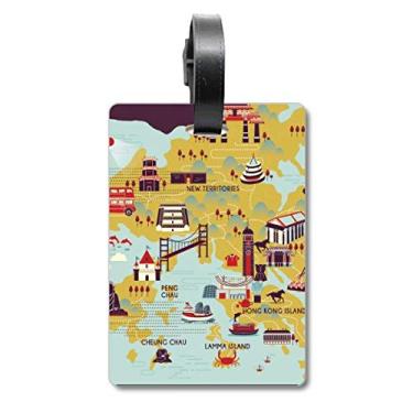 Imagem de Mapa de Hong Kong Sightseeing China Bolsa de mala, etiqueta de bagagem para cartão de bagagem