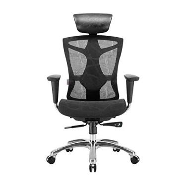 Imagem de Cadeira de escritório ergonômica de malha alta para escritório em casa, escritório, cadeira de computador, cadeira de mesa com apoio de braço e apoio de cabeça ajustável, suporte lombar curvado em