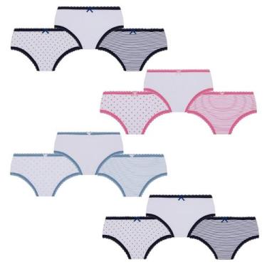 Imagem de Kit Com 12 Calcinhas Lobinha Infantil Kids Algodão Lupo, Preta azul ro