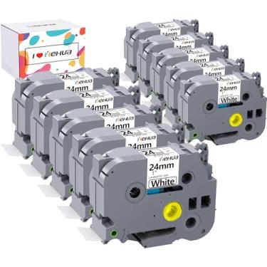 Imagem de Hehua Fita branca laminada de 24 mm de 0,94 mm compatível com fitas de etiquetagem Brother PTouch TZe-251 TZe251 TZ-251 TZ251 para máquina de etiquetas Ptouch PTD600 PTD600vp, fita preta sobre branca,