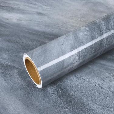 Imagem de VEELIKE Papel de contato de mármore azul de ardósia grossa para bancadas à prova d'água para cozinha papel de parede de mármore 40 cm x 900 cm autoadesivo para balcão para banheiro