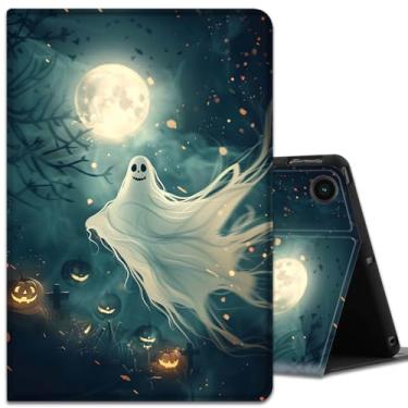 Imagem de Capa para Samsung Galaxy Tab A9+ 11 polegadas versão 2023 (SM-X210/X216/X218), suporte ajustável, despertar/hibernar, capa inteligente para tablet Galaxy Tab A9 Plus - Halloween Ghost