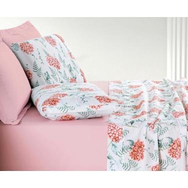 Imagem de Jogo de Lençol Casal King Size Floral Algodão 4 Peças Cotton 200 Fios 