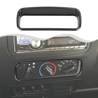 Imagem de HTHE Painel de controle de ar condicionado para console central compatível com Jeep Wrangler TJ 1997-2006 (fibra de carbono)