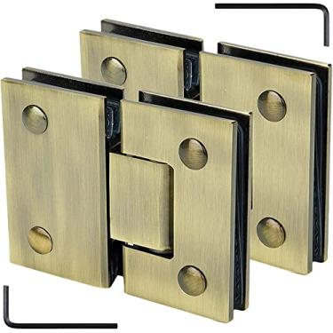 Imagem de Braçadeira de dobradiça para porta de vidro, embalagem de 2 dobradiças de porta de vidro de aço inoxidável 304, dobradiças de chuveiro de porta articulada de bronze de 180°, braçadeira de vidro de