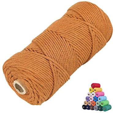 Imagem de KMALADO Cordão De Macramê Natural - 3 Mm X 109 Jardas, Algodão Colorido, Fio Torcido, Marrom Macio Para Artesanato, Jardas