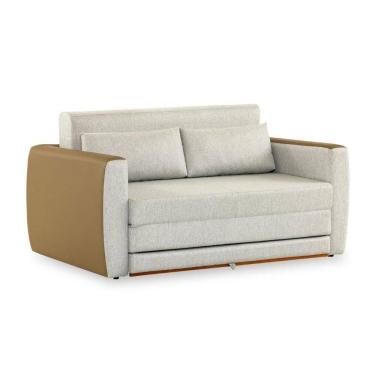 Imagem de Sofá-cama 2 Lugares Mh-1609 Herval 158 Cm (largura) Colchão Casal Linho Bege Laterais Marrom A