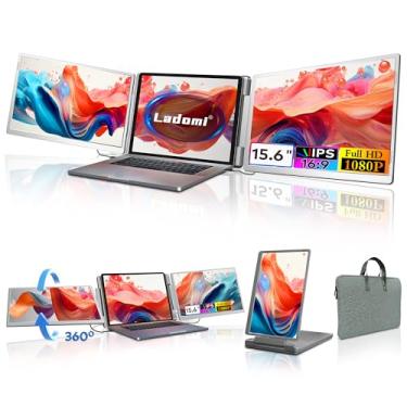 Imagem de Extensor de tela portátil para laptop, 39.6 cm FHD 1080P IPS extensão de monitor triplo para laptop de 30.5 cm-47.0 cm, monitor portátil Plug & Play para laptop, HDMI/USB-C para Mac, Wins, Android,