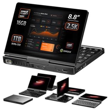 Imagem de GPD Bolso 4: Mini laptop com CPU AMD Ryzen 7 8840U, GPU Radeon 780M, RAM LPDDR5X de 16 GB, SSD PCIe Gen4 de 1 TB, tela de 8,8 polegadas 2,5K 144Hz, Wi-Fi 6E, Bluetooth 5.3, PC portátil com IA modular