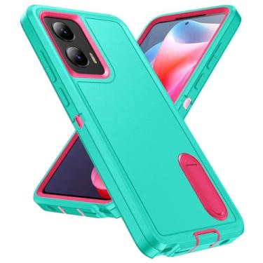 Imagem de IDweel Capa para Moto G Stylus 5G, capa para Moto G Stylus 5G com suporte, 3 em 1 à prova de choque Slim Fit, híbrida, proteção resistente, capa rígida de policarbonato macio, capa de silicone macio,