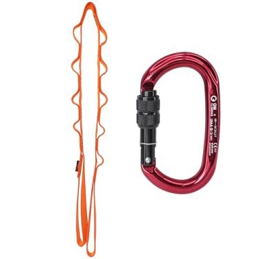Imagem de GM CLIMBING Kit de corrente de margarida de nylon de 16 mm com mosquetão oval de trava de parafuso, 22kN 120 cm / 48 polegadas laranja certificado CE UIAA para auxiliar de liderança escalada suspensão