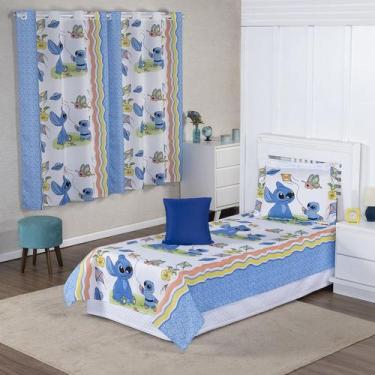 Imagem de Kit Colcha Cobre Leito + Cortina Infantil Solteiro 4p Menino Menina Pe