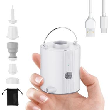 Imagem de Motorenbau Bomba De Ar Para Infláveis, Bomba De Colchão De Ar Ultrarrápida E Mini Com Bateria De 1600 Mah Recarregável Por Usb Para Inflar, Desinflar Para Flutuador De Piscina, Colchão De Ar, Bóia D