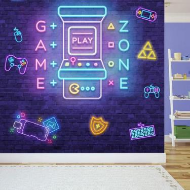 Imagem de Papel de Parede Gamer Neon Painel 3D Video Game 4 rolos 6m² - Quartinh