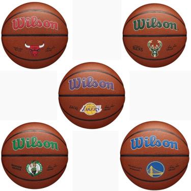 Imagem de Bola de Basquete Tamanho 7 NBA Team Alliance Pure Feel Cover Logotipo Times MVP Durabilidade Wilson