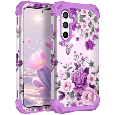 Imagem de TEECOVER Capa para Samsung Galaxy S24FE, resistente à prova de choque, proteção total de plástico rígido + capa protetora de borracha de silicone macio para Galaxy S24FE de 6,7 polegadas, violeta
