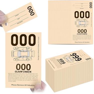 Imagem de Bilhetes de estacionamento com manobrista de 3 partes (1.000 bilhetes) com etiquetas de manobrista de diagrama de carro chave numerada para valet stub perfurado de estacionamento para estacionamento