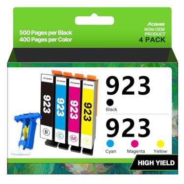 Imagem de Pacote combo de cartuchos de tinta 923 sem chip de alto rendimento compatível com HP 923 cartuchos de tinta 923XL para OfficeJet Pro 8130e 8135e 8139e 8138e 8120e 8122e 8124e (pacote com 4, preto