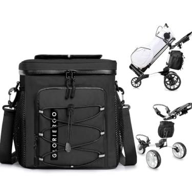 Imagem de Bolsa térmica para carrinho de golfe – Bolsa térmica pequena à prova de vazamento com 12 latas com tampa de velcro, zíperes à prova d'água e vários bolsos para acessórios de golfe; serve em carrinho