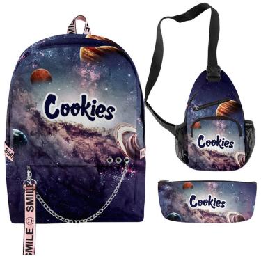 Imagem de Conjunto de mochilas Cookiess Anime, 3 peças para mochila escolar infantil