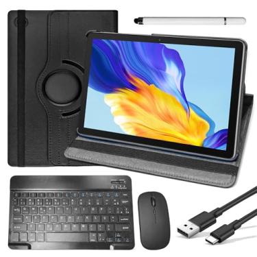 Imagem de Genérico Kit 4 em 1 para Xiaomi Redmi Pad SE, Capa Giratória Preta com Teclado Bluetooth, Mouse, Película Protetora, 11 Polegadas
