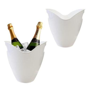 Imagem de Balde Acrilico Kit 2pçs 3,3l Reforçado Champanheira Neoplas, Branco