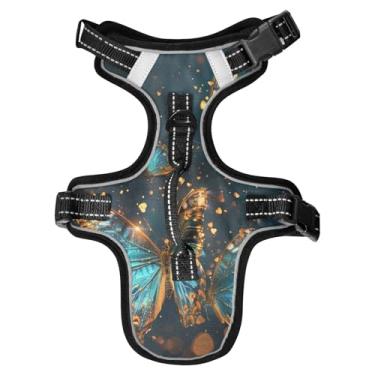 Imagem de STAYTOP Peitoral realista para cães/gatos, ajustável, macio, acolchoado, peitoral para animais de estimação, refletivo, sem asfixia, clipe frontal para cães/gatos - P