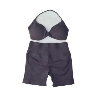 Imagem de Conjunto De Top E Shorts Sem Costura De Cintura Alta Para Academia 2 P