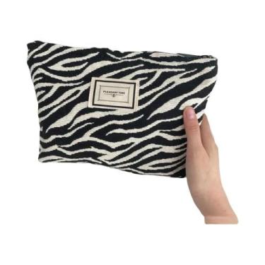 Imagem de Bolsa De Maquiagem E Necessaire Grande Com Estampa De Zebra Para Mulhe