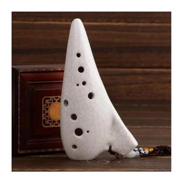 Imagem de ocarinas Ocarina 12-Hole Mid-Tone C Ocarina Handmade Cracked Folk Musical Instrumento Ocarina tocando instrumento musical piccolo