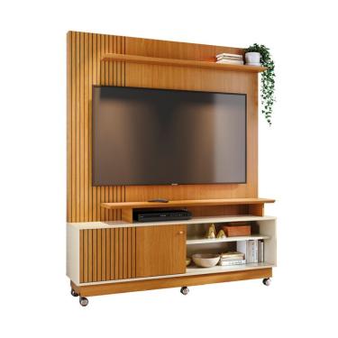 Imagem de Estante para Home Theater e TV até 65 Polegadas com Rodízios Ares Cinamomo e Off White