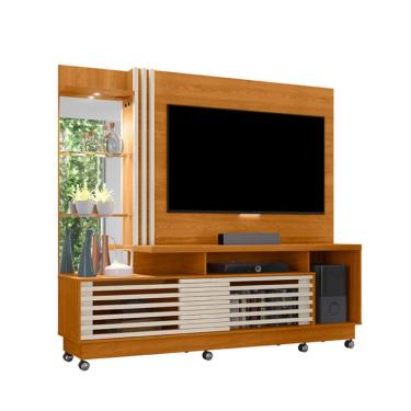 Imagem de Estante para Home Theater e TV até 60 Polegadas com Rodízios Frizz Cinamomo e Off White