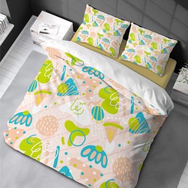 Imagem de Conjunto de capa de edredom em aquarela grafite tamanho casal para crianças, meninos, meninas, jovens, capa de edredom com zíper 200 x 200 cm -80 x 80 cm * 2