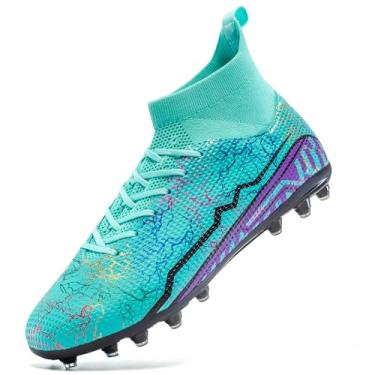 Imagem de XGHRIAN Chuteiras De Futebol Masculinas, Chuteiras Profissionais De Futebol, Cano Alto, Cadarço, Antiderrapante, Com Travas, Para Meninos Grandes, Tênis Largo De Treino, Gyan, Eua, Masculino, 9,5 C