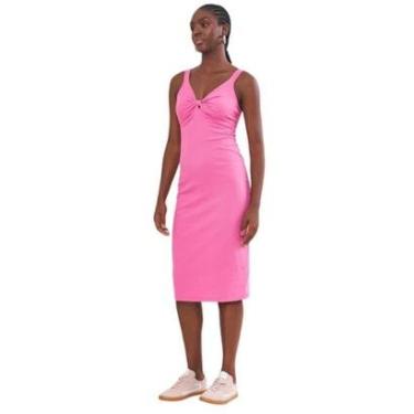Imagem de Vestido Colcci Canelado Médio Com Detalhe em Nó Rosa Feminino-Feminino
