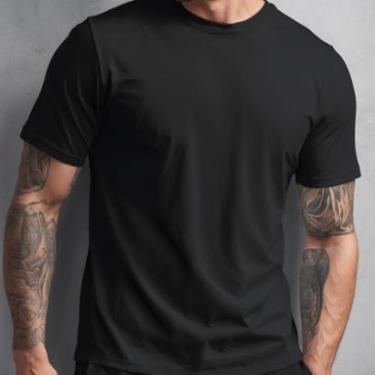 Imagem de Camiseta Masculina Básica Lisa Confortável Algodão Preta-Masculino