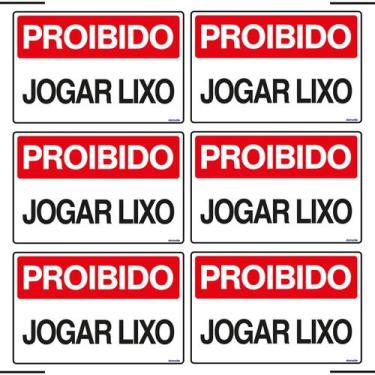 Imagem de Combo 6 Placas De Sinalização Proibido Jogar Lixo 30x20 Ekomunike - P-
