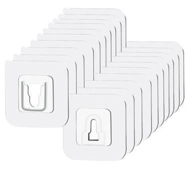 Imagem de 10/5 pares de ganchos de parede adesivos de dupla face, gancho invisível sem rastros, suporte de armazenamento de parede, banheiro, cozinha, quarto, kit de ganchos, 10 pares