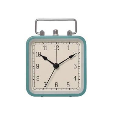 Imagem de Despertador para quarto vintage metal luz noturna despertador para quarto estudante relógio silencioso mesa relógio de hora estudante relógio de mesa relógio de mesa (azul)