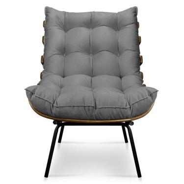 Imagem de Poltrona Decorativa Costela Sala E Escritório Suede Grafite