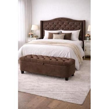 Imagem de Kit De Quarto Lisboa Cabeceira De Cama Box e Calçadeira Baú Queen 160 