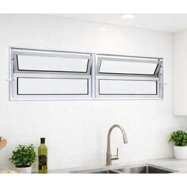 Imagem de Vitro Basculante 2 Seções Alumínio Branco 40X200 Linha 25 Brecorimo