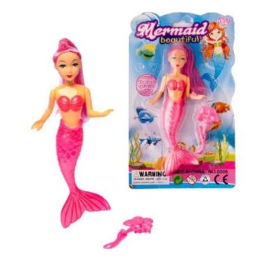 Imagem de Boneca Sereia 21cm Modelo Sortido Cabelo Colorido Cauda Com 3 un - GOA