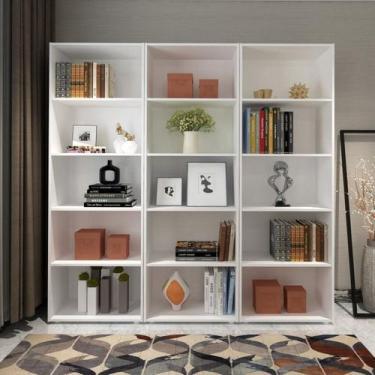 Imagem de Kit 3 Estantes para Livros 5 Prateleiras 180CMX180CM Multy Branco - Es