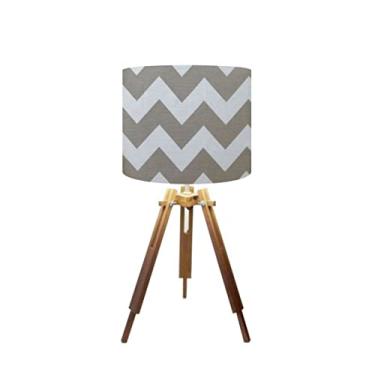 Imagem de Abajur Mesa Tripé Madeira 60cm Cores Estampadas -Md1001 Cúpula Ø30