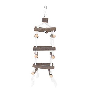 Imagem de Pet Bird Escadas Ponte Levadiça Três Camadas Escada de Escalada Escada Giratória Papagaio Gaiola Stand Papagaios de Brinquedo de Madeira Brinquedo de Mastigação para Papagaios Pequenos, Periquitos, Calopsitas