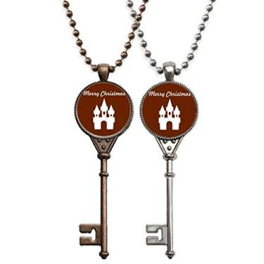 Imagem de OFFbb-USA Castelo de Natal Conto de Fadas Chaveiro Mágico Colar Pingente Joias Decoração de Casal