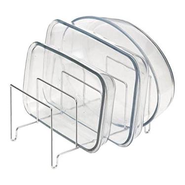 Imagem de Genérico Suporte Organizador Travessas Tampas Assadeiras Porta Cozinha Moderno Aço Carbono 14 cm x 28 cm x 16 cm